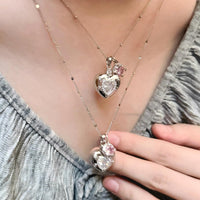 Thumbnail for Chic CZ Inlaid Pink Crystal Heart Chain Necklace - ArtGalleryZen