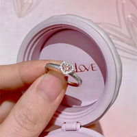 Thumbnail for Chic CZ Inlaid Pink Crystal Heart Ring - ArtGalleryZen