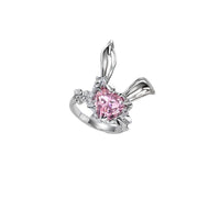 Thumbnail for Chic CZ Inlaid Crystal Bunny Heart Ring - ArtGalleryZen