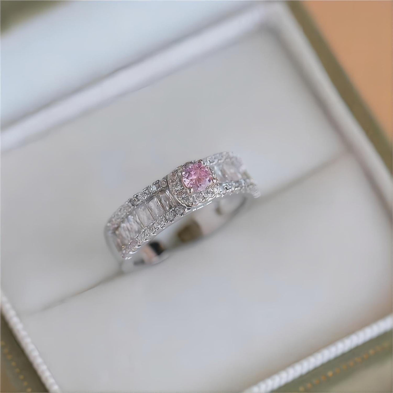 Chic CZ Inlaid Stackable Pink Crystal Ring - ArtGalleryZen