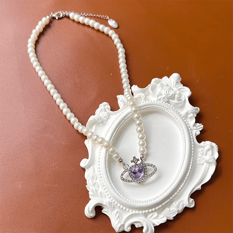 CZ Earrings ArtGalleryZen Chic Saturn Necklace Set Bracelet Purple – Inlaid
