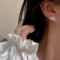 Thumbnail for Chic CZ Inlaid Rhinestone Saturn Heart Earrings - ArtGalleryZen