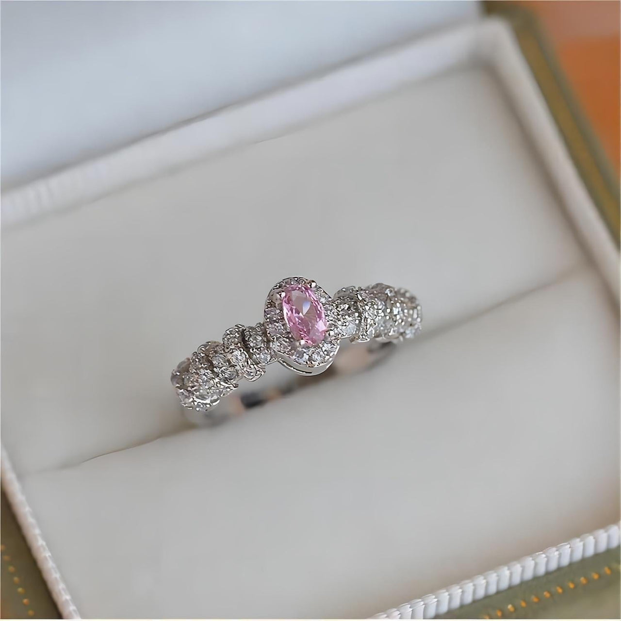 Chic CZ Inlaid Stackable Pink Crystal Ring - ArtGalleryZen