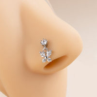 Thumbnail for Chic CZ Inlaid Stainless Steel Butterfly Nose Piercing Nose Stud - ArtGalleryZen