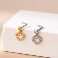 Thumbnail for Chic CZ Inlaid Stainless Steel Floral Heart Nose Piercing Nose Stud - ArtGalleryZen