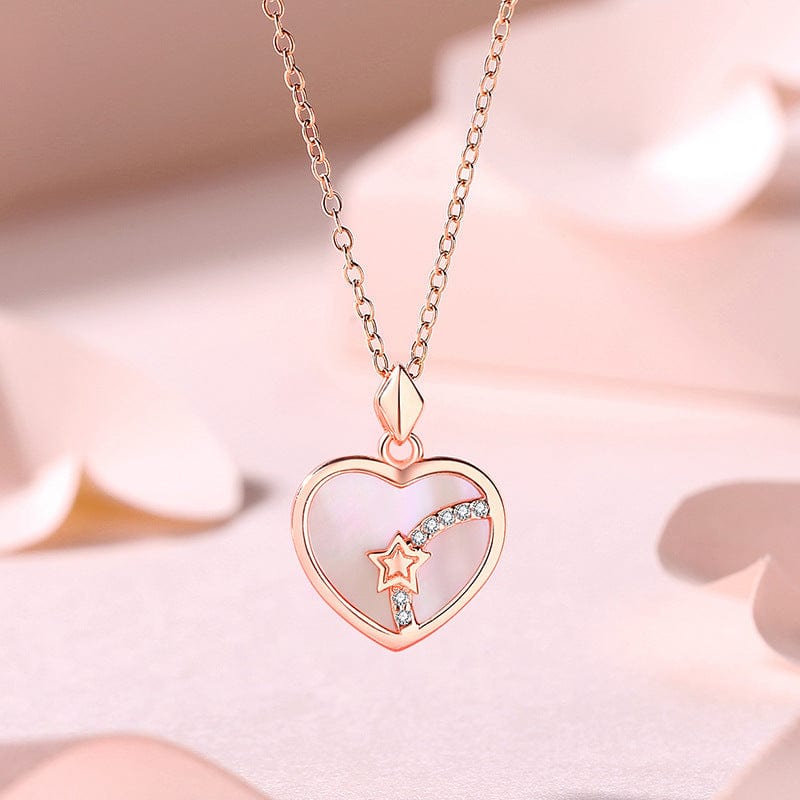 Chic CZ Inlaid Star Heart Necklace Bracelet Set - ArtGalleryZen