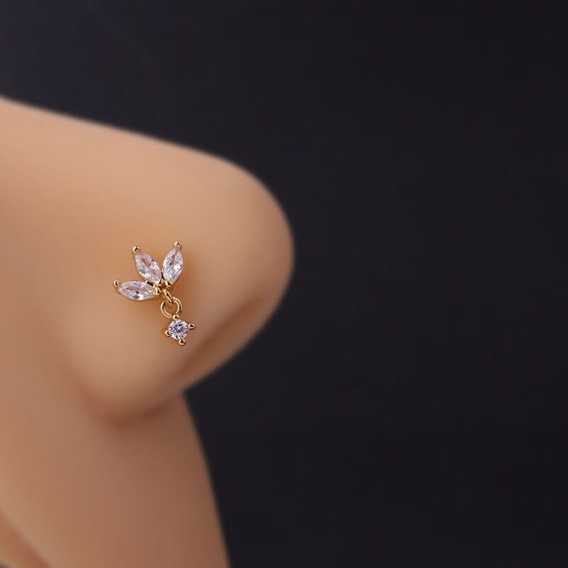 Chic CZ Inlaid Surgical Steel Nose Piercing Nose Stud - ArtGalleryZen