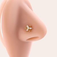 Thumbnail for Chic CZ Inlaid Titanium Steel Flower Heart Nose Piercing Nose Stud Nose Hoop - ArtGalleryZen