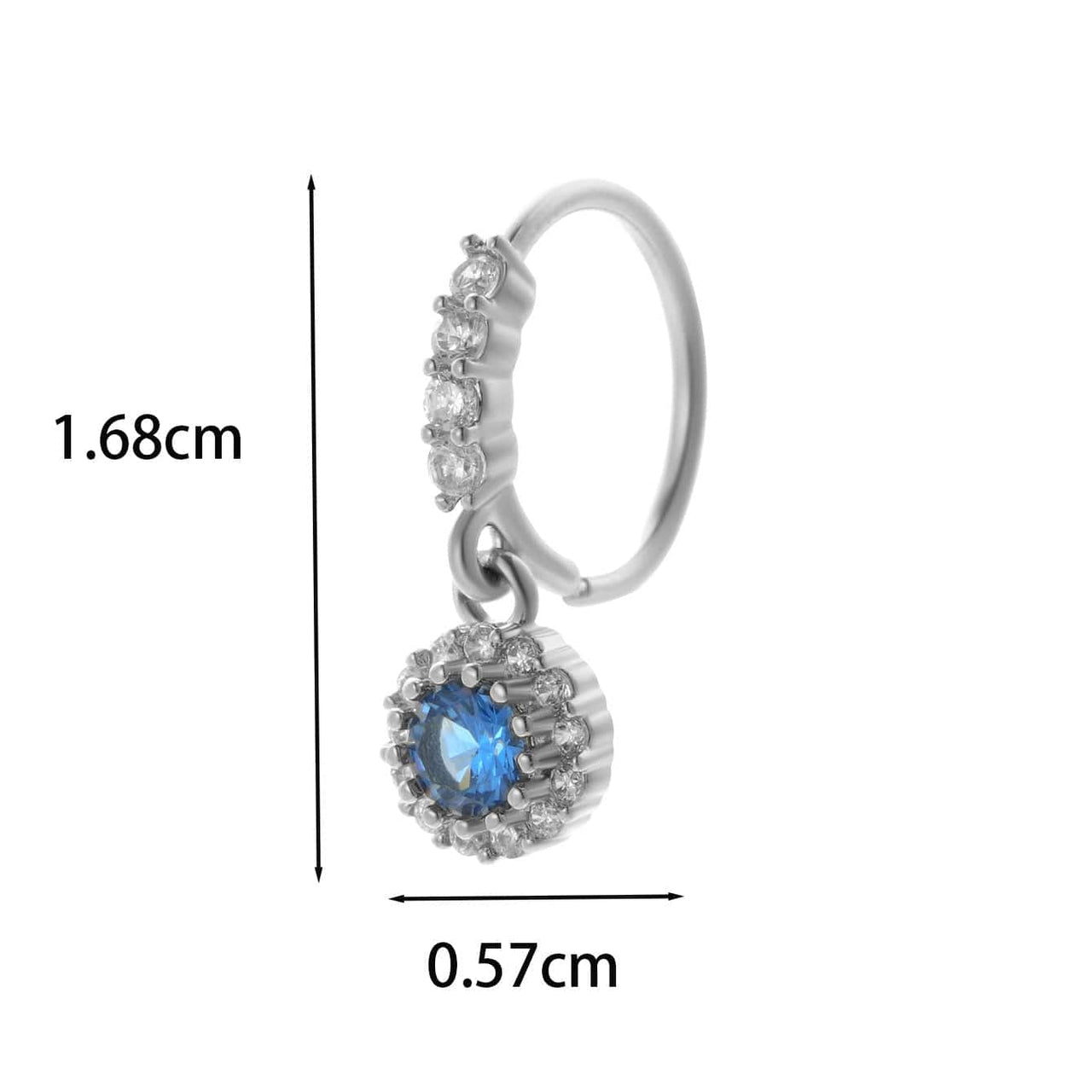 Chic CZ Inlaid Titanium Steel Flower Heart Nose Piercing Nose Stud Nose Hoop - ArtGalleryZen