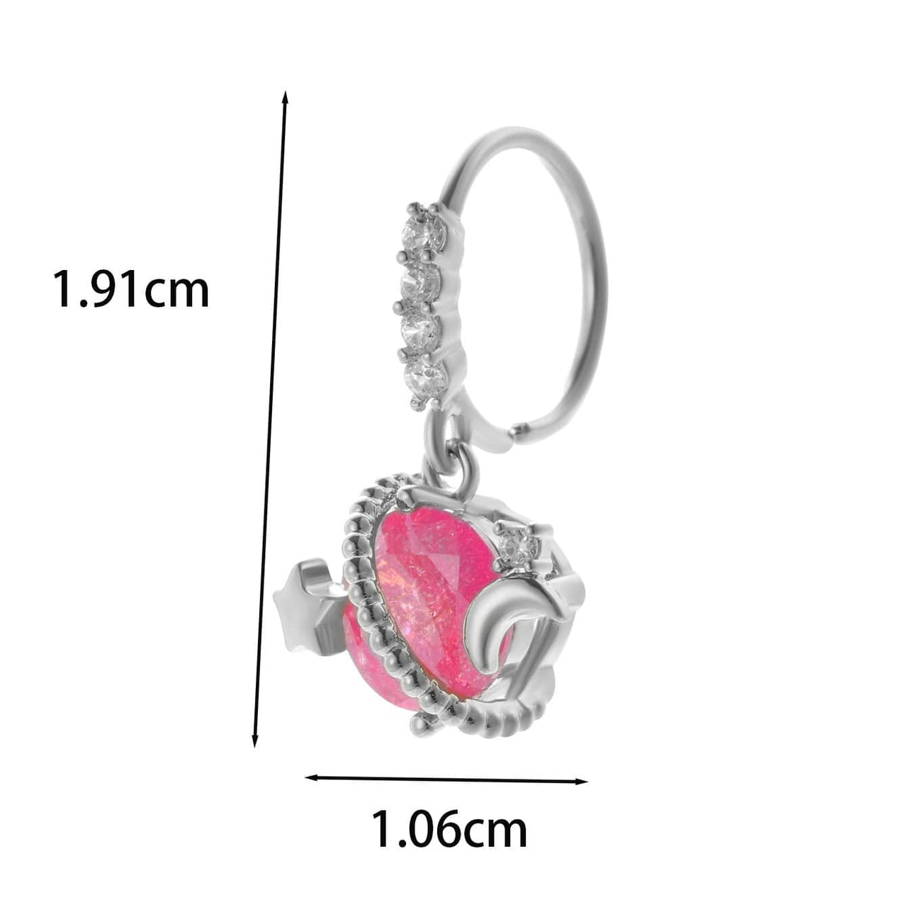 Chic CZ Inlaid Titanium Steel Flower Heart Nose Piercing Nose Stud Nose Hoop - ArtGalleryZen