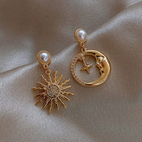 Thumbnail for Chic CZ Pearl Inlaid Star Moon Phase Earrings - ArtGalleryZen