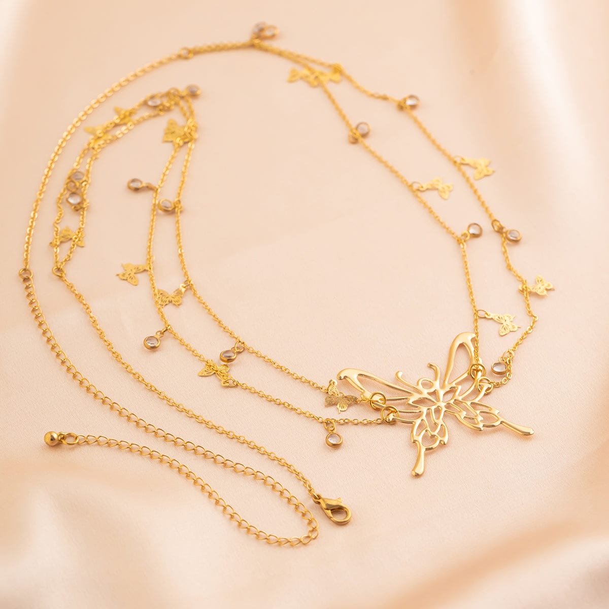 Chic Dainty Layered Butterfly Crystal Tassel Belly Chain - ArtGalleryZen