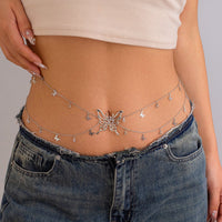 Thumbnail for Chic Dainty Layered Butterfly Crystal Tassel Belly Chain - ArtGalleryZen