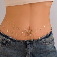Thumbnail for Chic Dainty Layered Butterfly Crystal Tassel Belly Chain - ArtGalleryZen