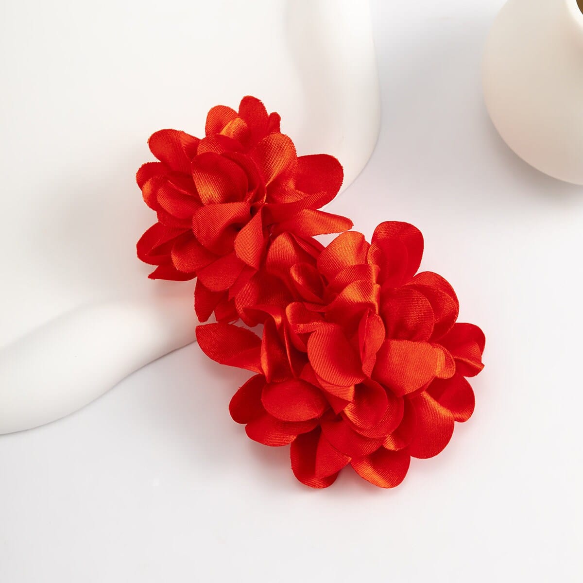 Chic Dangling Fabric Flower Earrings - ArtGalleryZen