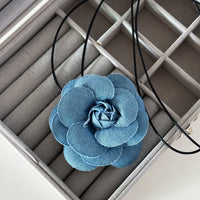 Thumbnail for Chic Denim Flower Wax Cord String Necklace - ArtGalleryZen
