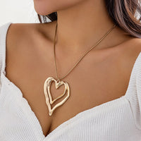 Thumbnail for Chic Double Hollow Heart Pendant Necklace - ArtGalleryZen