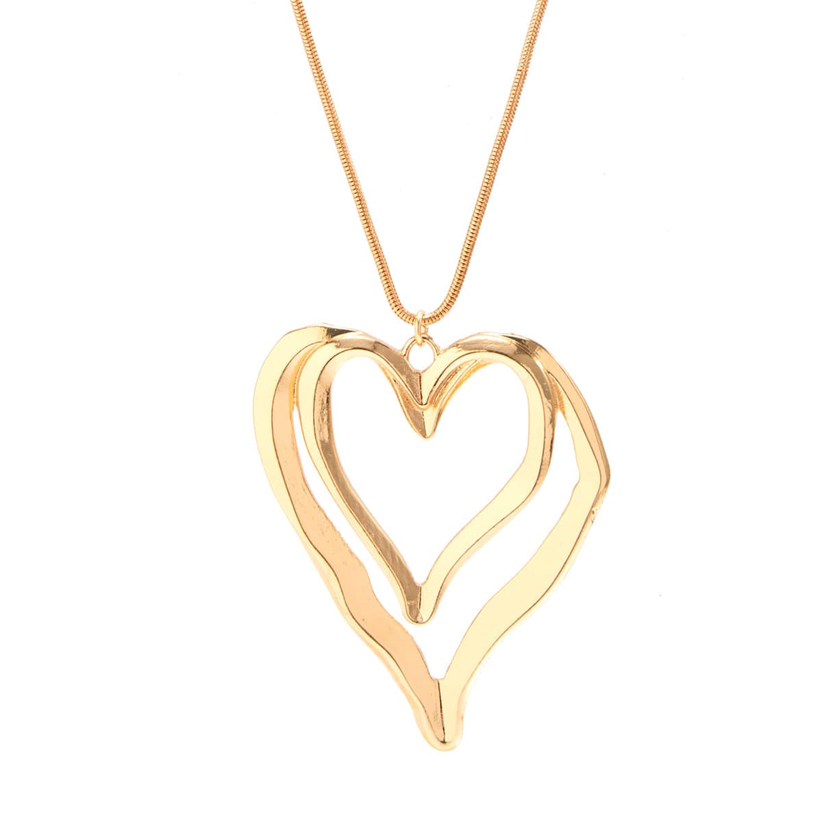 Chic Double Hollow Heart Pendant Necklace - ArtGalleryZen