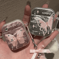 Thumbnail for Chic Electroplated Butterfly AirPods Earphone Case With Plush Charm - ArtGalleryZen