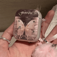 Thumbnail for Chic Electroplated Butterfly AirPods Earphone Case With Plush Charm - ArtGalleryZen