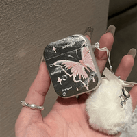 Thumbnail for Chic Electroplated Butterfly AirPods Earphone Case With Plush Charm - ArtGalleryZen