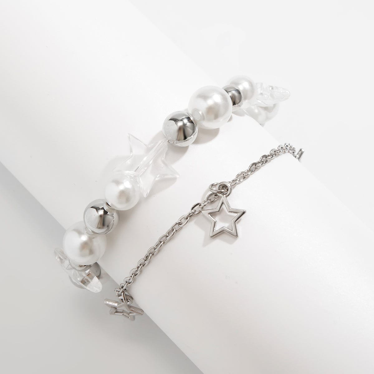 Chic Elegant Layered Star Tassel Pearl Chain Bracelet - ArtGalleryZen