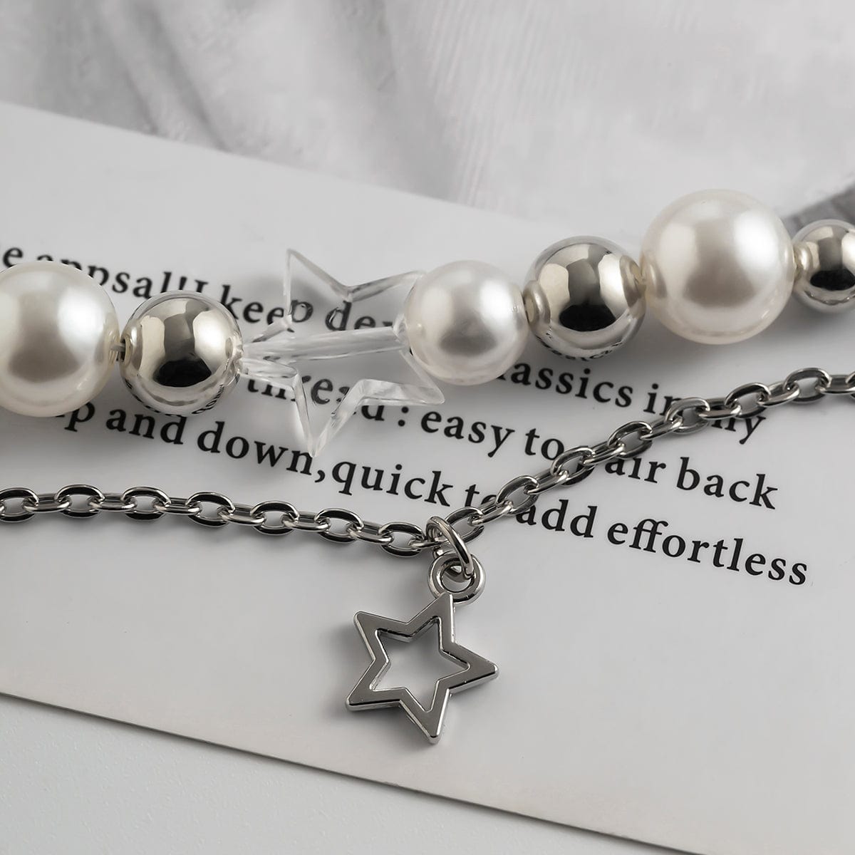 Chic Elegant Layered Star Tassel Pearl Chain Bracelet - ArtGalleryZen