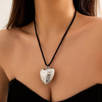 Thumbnail for Chic Embossed Heart Necklace - ArtGalleryZen