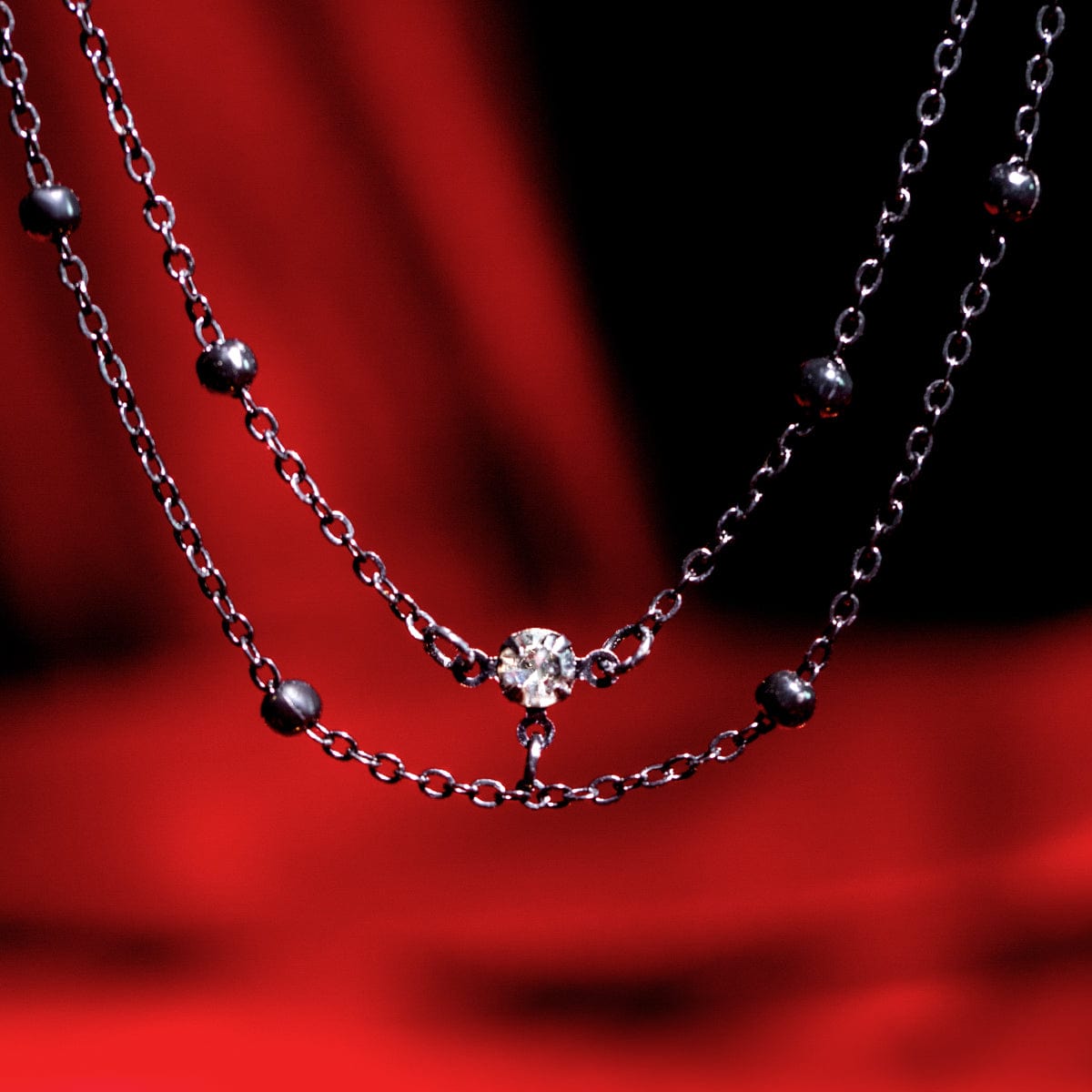 Chic Enamel Moon Pendant Crystal Ball Chain Choker Necklace Set