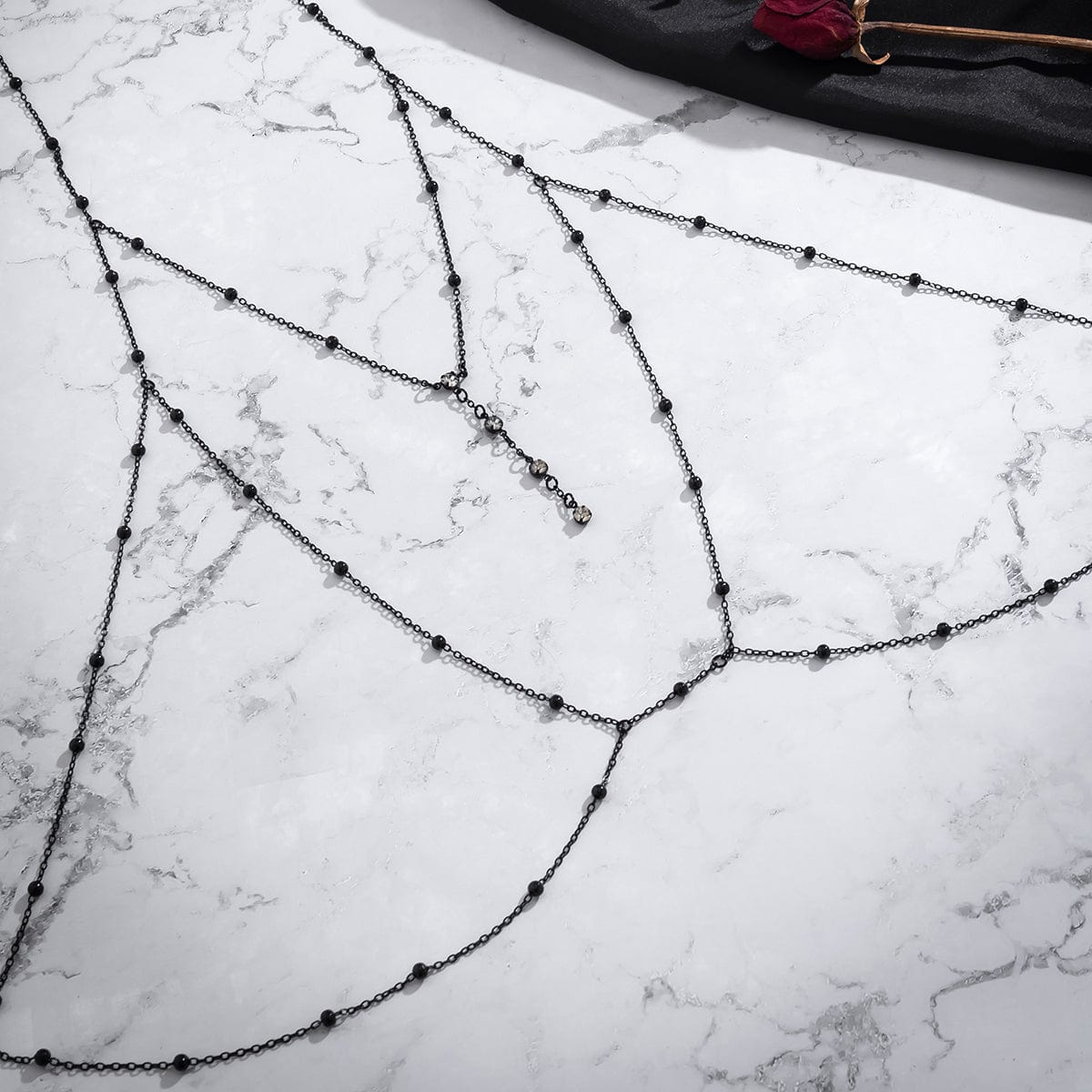 Chic Enamel Hollowed-Out Crystal Charm Ball Chain Bra - ArtGalleryZen