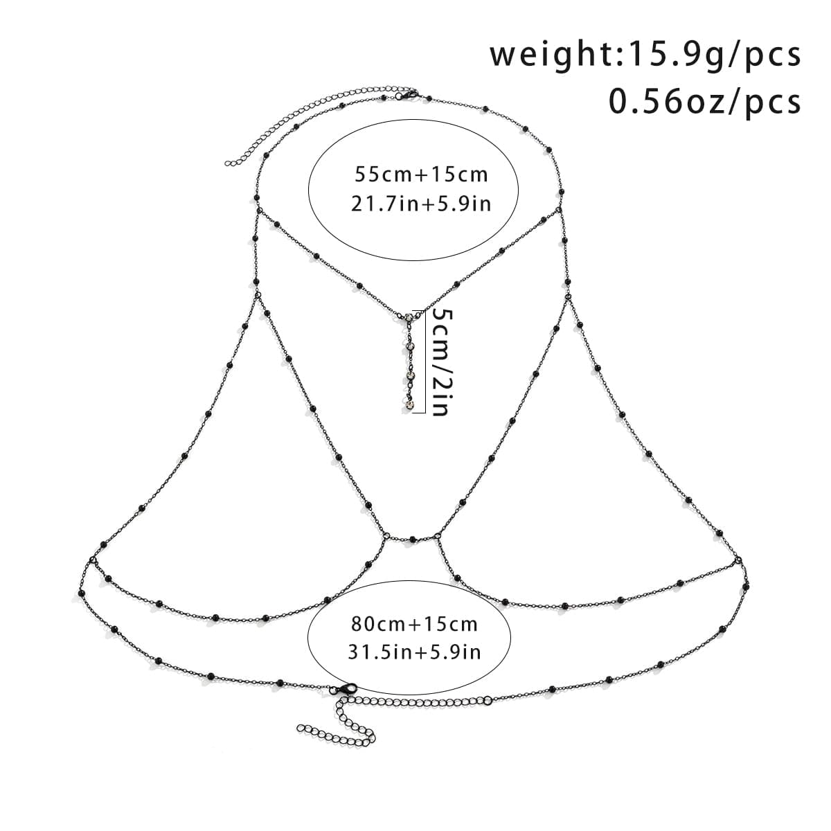 Chic Enamel Hollowed-Out Crystal Charm Ball Chain Bra - ArtGalleryZen