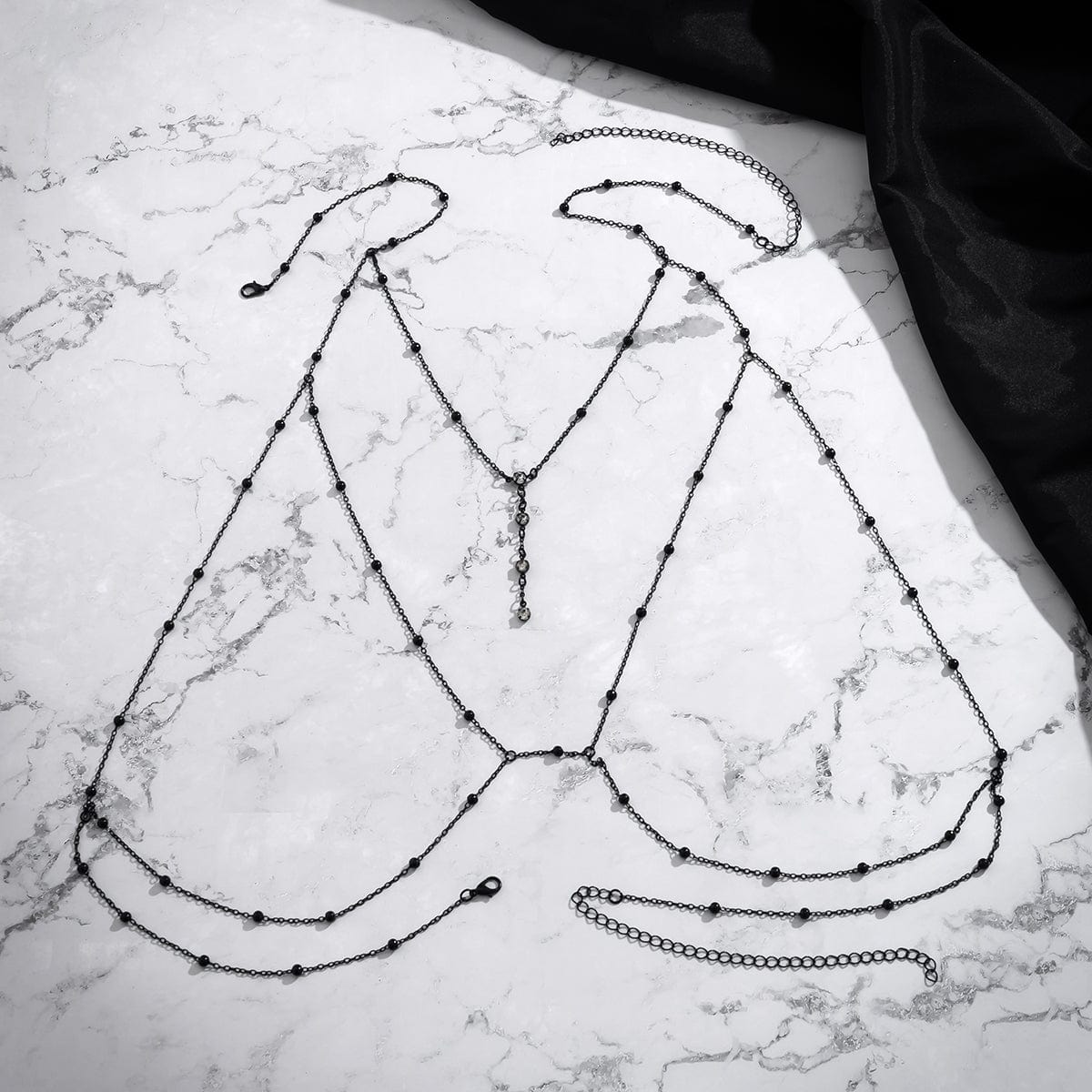 Chic Enamel Hollowed-Out Crystal Charm Ball Chain Bra - ArtGalleryZen