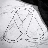 Thumbnail for Chic Enamel Hollowed-Out Crystal Charm Ball Chain Bra - ArtGalleryZen