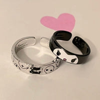 Thumbnail for Chic Enamel Kuromi Carved Baku Pattern Matching Ring - ArtGalleryZen