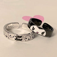 Thumbnail for Chic Enamel Kuromi Carved Baku Pattern Matching Ring - ArtGalleryZen