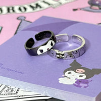 Thumbnail for Chic Enamel Kuromi Carved Baku Pattern Matching Ring - ArtGalleryZen