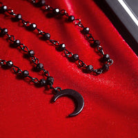 Thumbnail for Chic Enamel Moon Pendant Crystal Ball Chain Choker Necklace Set - ArtGalleryZen