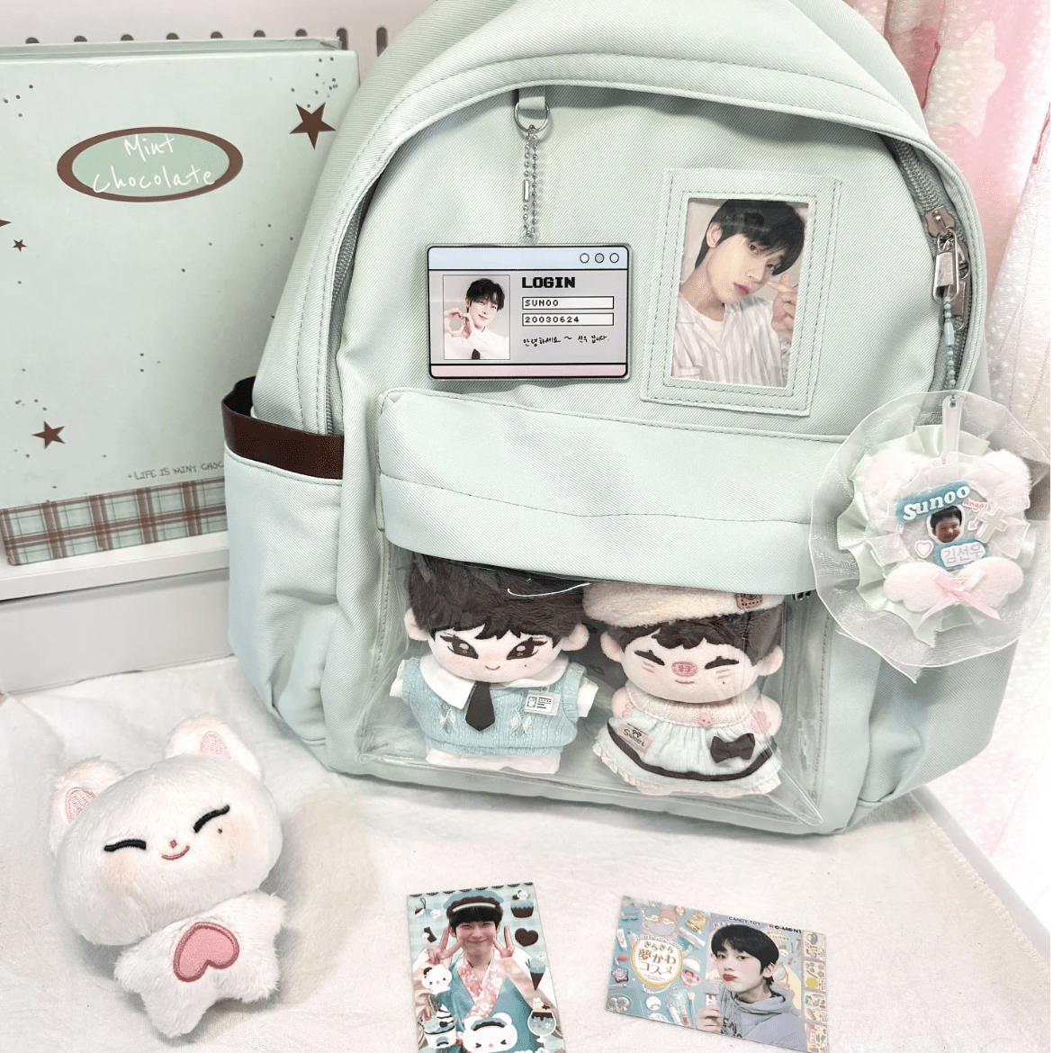 Chic Expression Mint Chocolate Kpop Fan Display Backpack - ArtGalleryZen