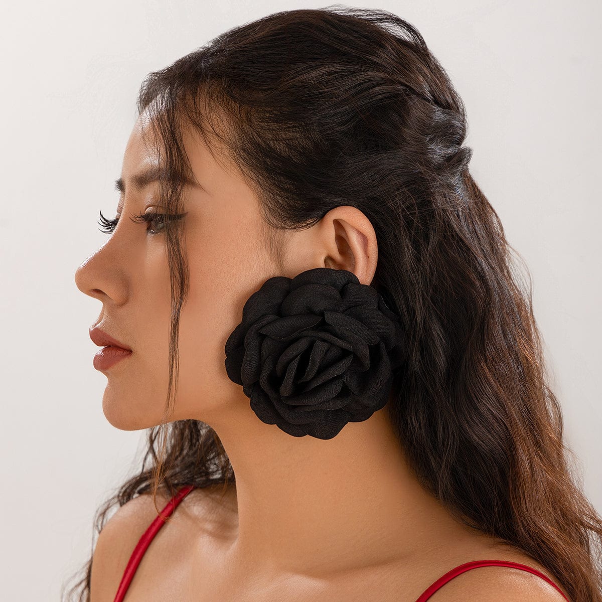 Chic Fabric Rose Flower Stud Earrings - ArtGalleryZen