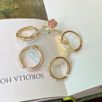 Thumbnail for Chic Floral Butterfly Pearl Ring Set - ArtGalleryZen