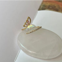 Thumbnail for Chic Floral Butterfly Pearl Ring Set - ArtGalleryZen