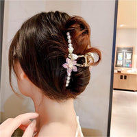 Thumbnail for Chic Floral Pearl Chignon Claw Clip Hair Clip - ArtGalleryZen