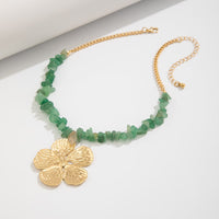 Thumbnail for Chic Flower Pendant Turquoise Stone Chain Necklace - ArtGalleryZen