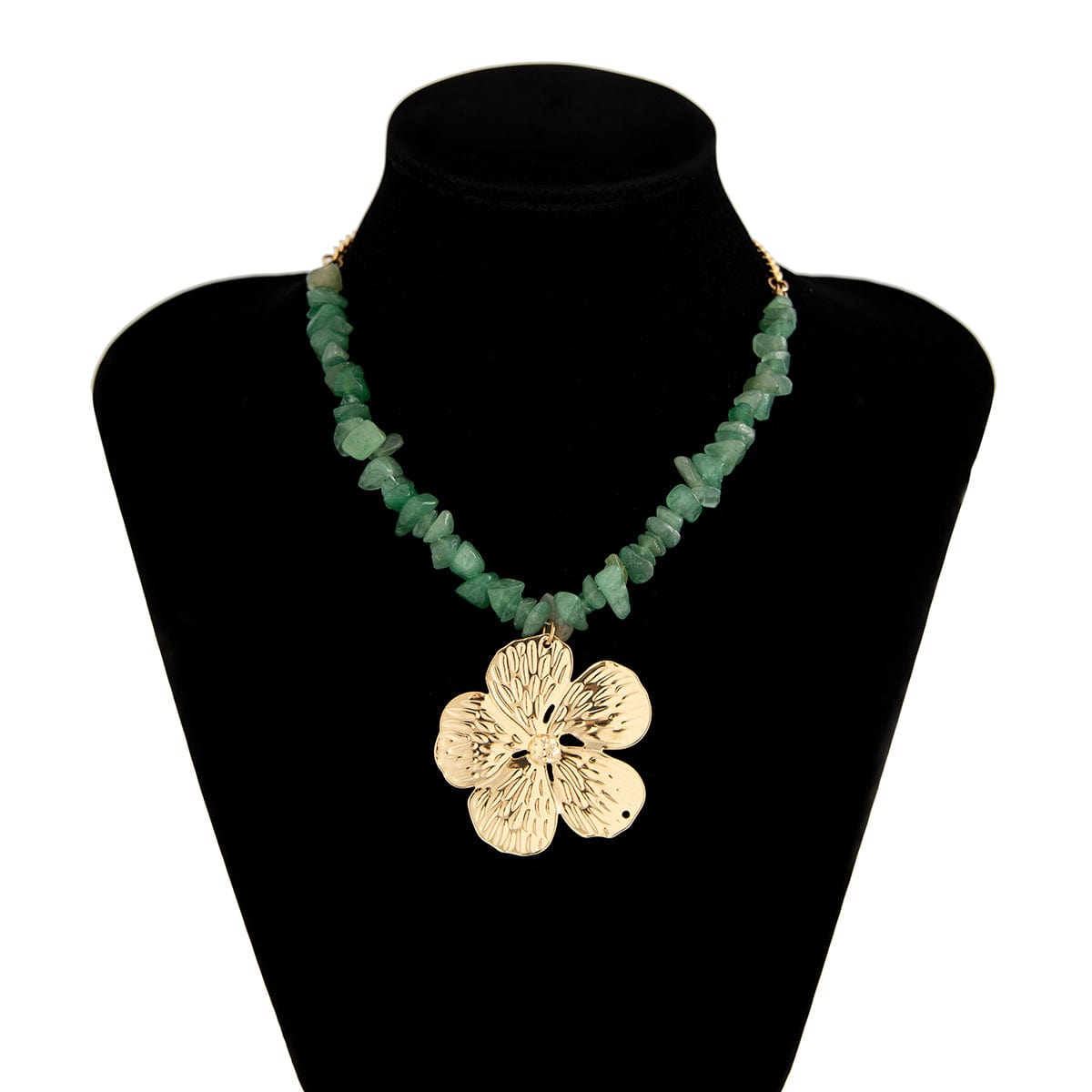 Chic Flower Pendant Turquoise Stone Chain Necklace - ArtGalleryZen