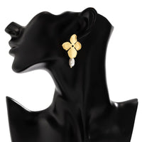 Thumbnail for Chic Folding Four-Petal Flower Pearl Dangle Earrings - ArtGalleryZen
