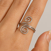 Thumbnail for Chic Geometric Duo Spiral Ring - ArtGalleryZen