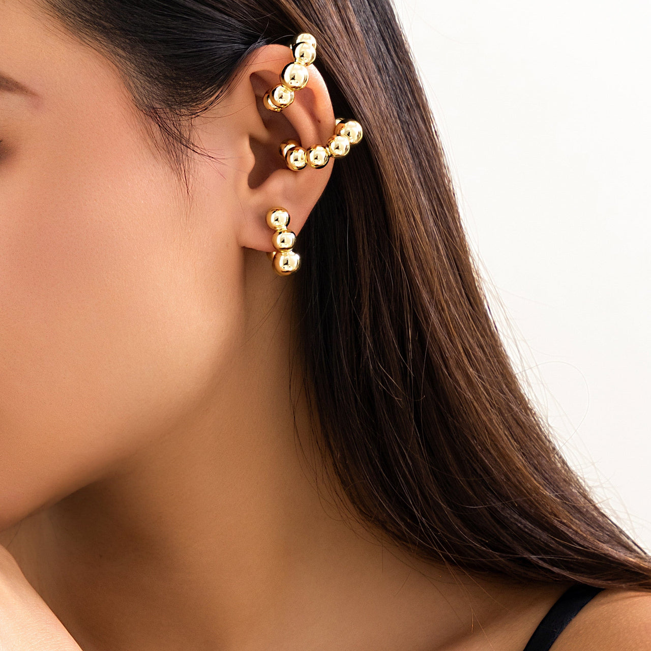 Chic Gold Silver Plated Ball Ear Cuff Earrings - ArtGalleryZen