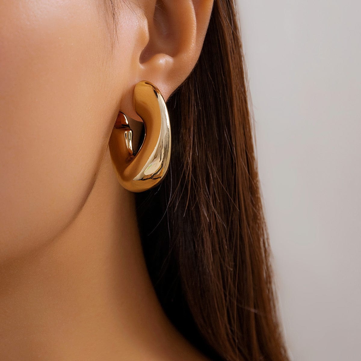 Chic Gold Silver Plated C Shaped Stud Earrings - ArtGalleryZen