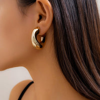 Thumbnail for Chic Gold Silver Plated C Shaped Stud Earrings - ArtGalleryZen