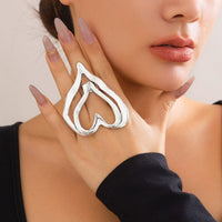 Thumbnail for Chic Gold Silver Plated Double-Layered Hollow Heart Open Ring - ArtGalleryZen